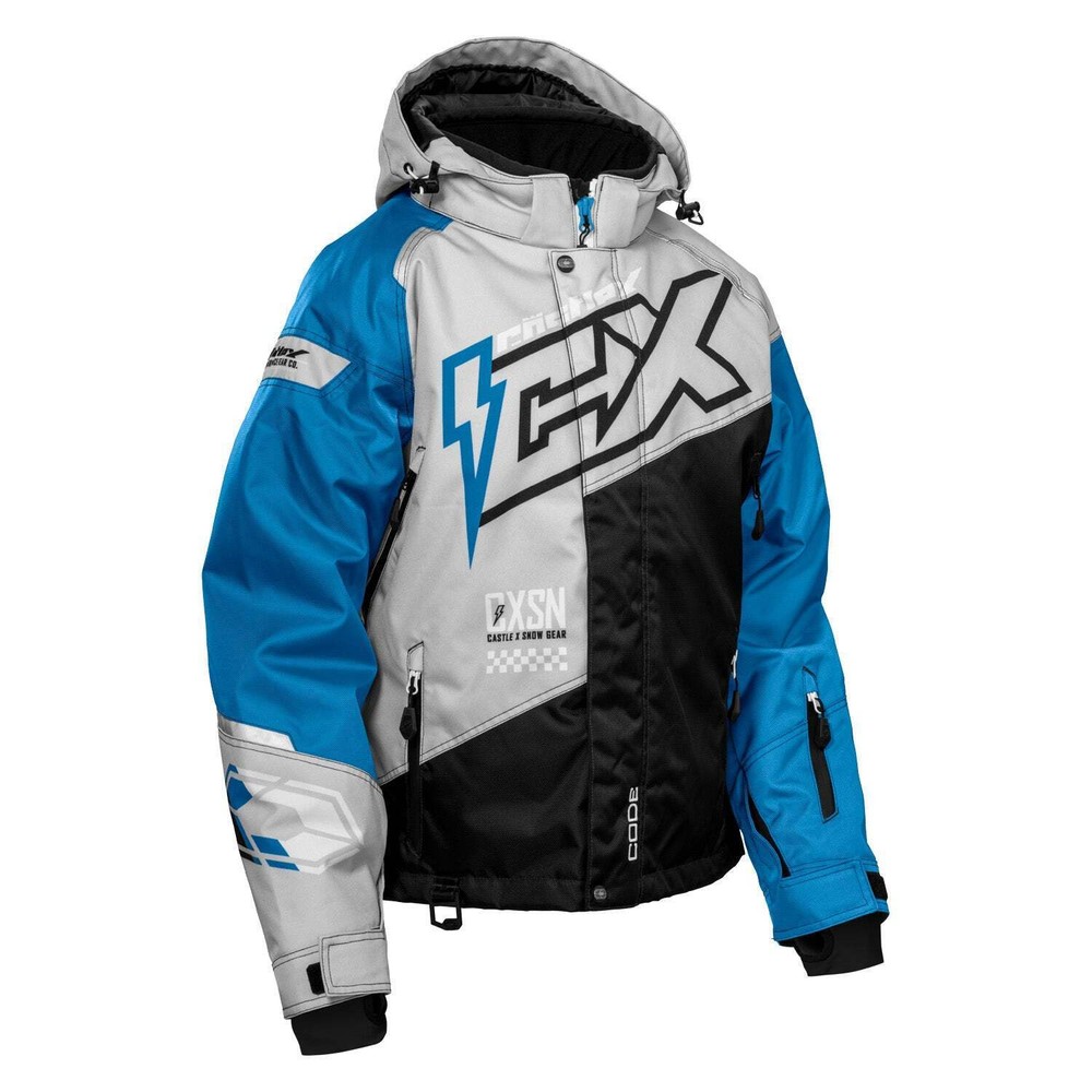Castle X Code G5 Women's Snowmobile Jacket - Silver/Process Blue/Black