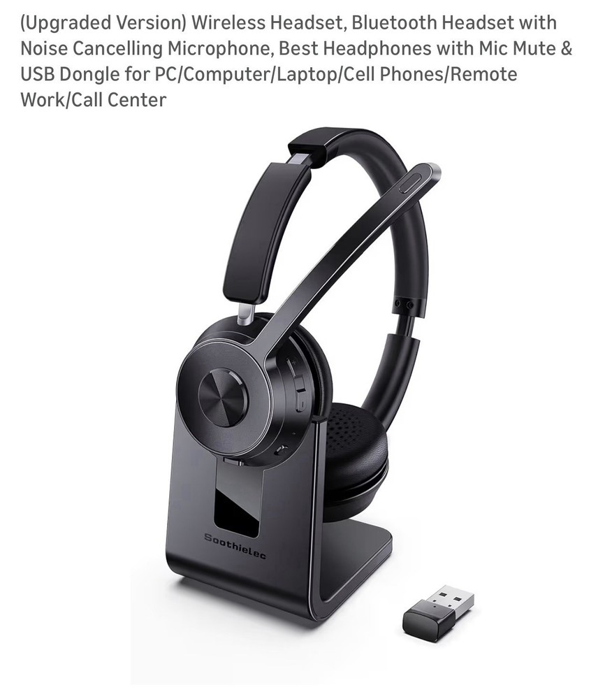 (Upgraded Version) Wireless Headset, Bluetooth Headset with Noise Cancelling ...