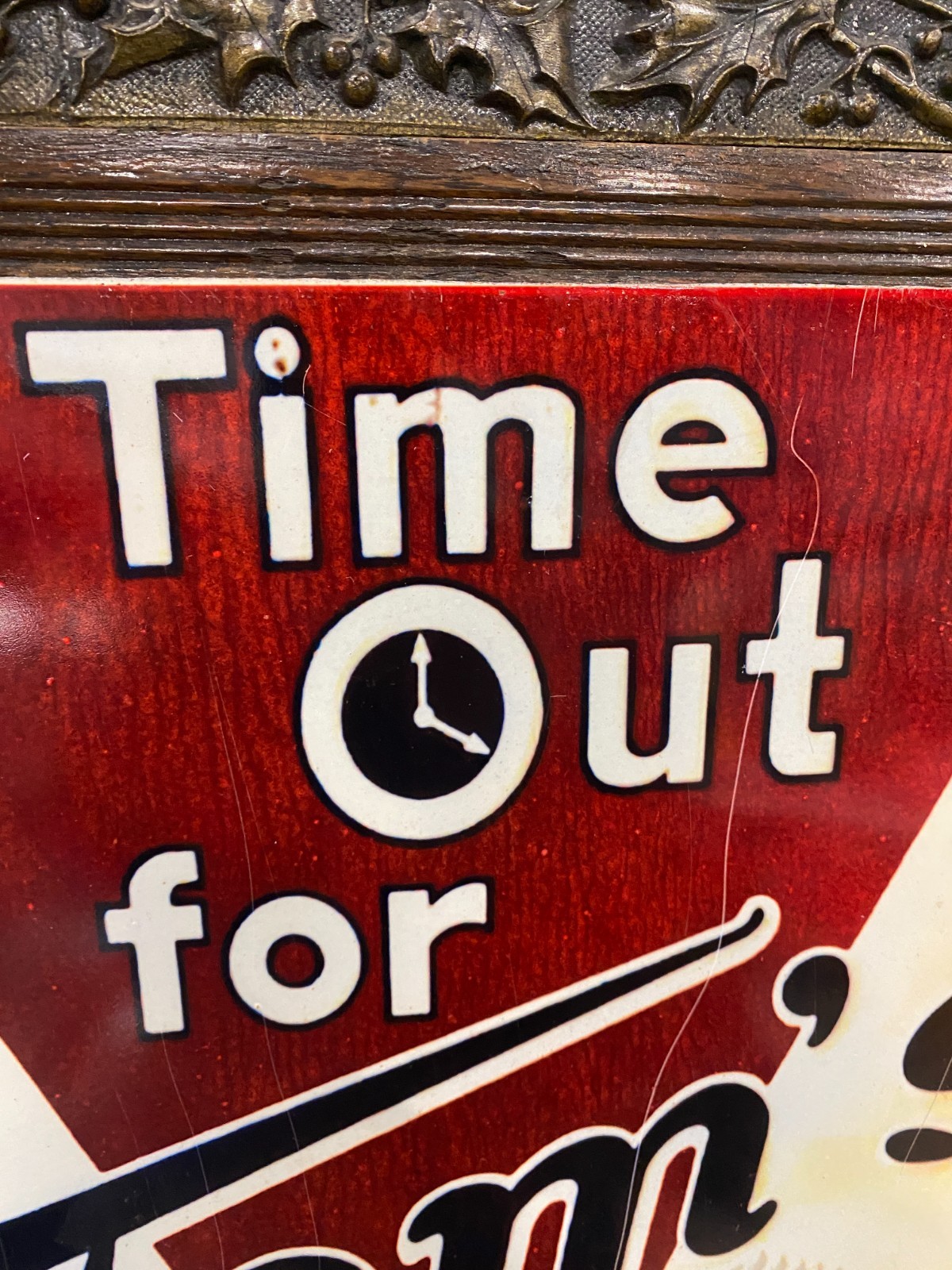 Tom's Snacks Metal Sign 13 3/4" x 21 3/4" GAS OIL COLA SODA TIME OUT FOR TOM'S