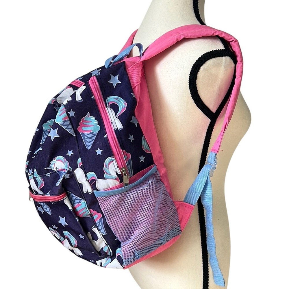 Unicorn Print Backpack with Pink Interior