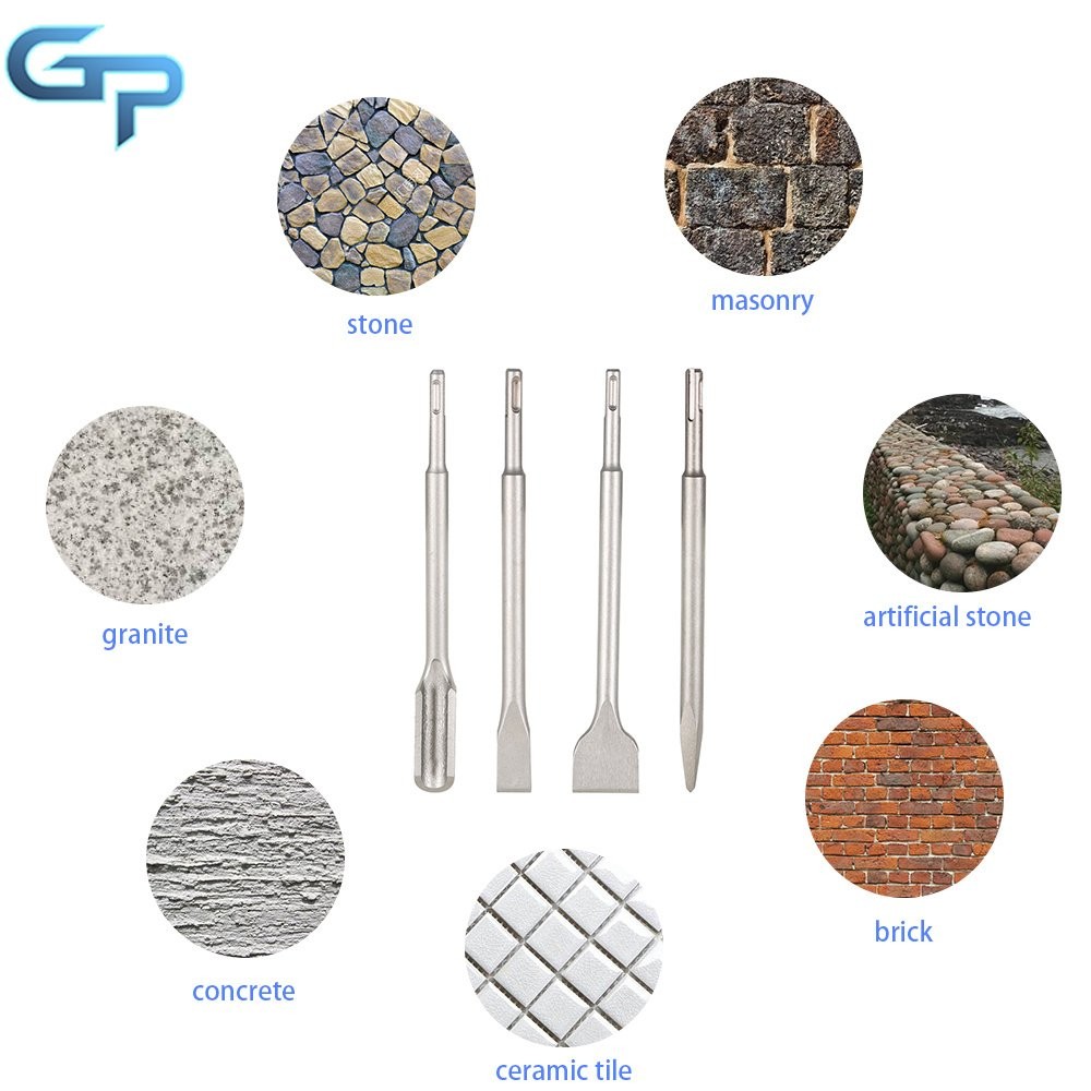 4 Pcs High Quality Flat Chisel Grooving Chisel Point Chisel SDS Plus Chisel Bits