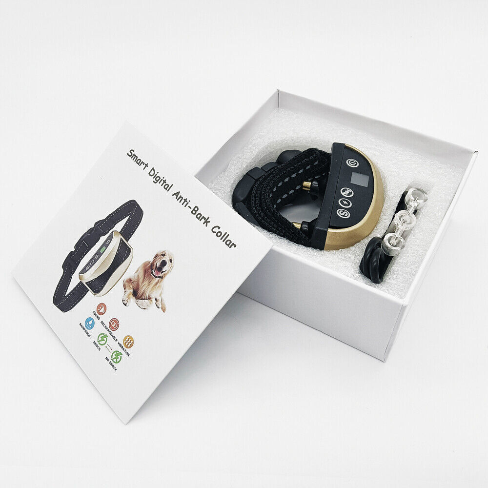 Waterproof Dog rechargeable anti bark training bark collar voice control