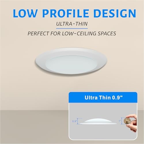 10 Pack 6" LED Disk Lights - Dimmable Flush Mount Ceiling 5000K Daylight