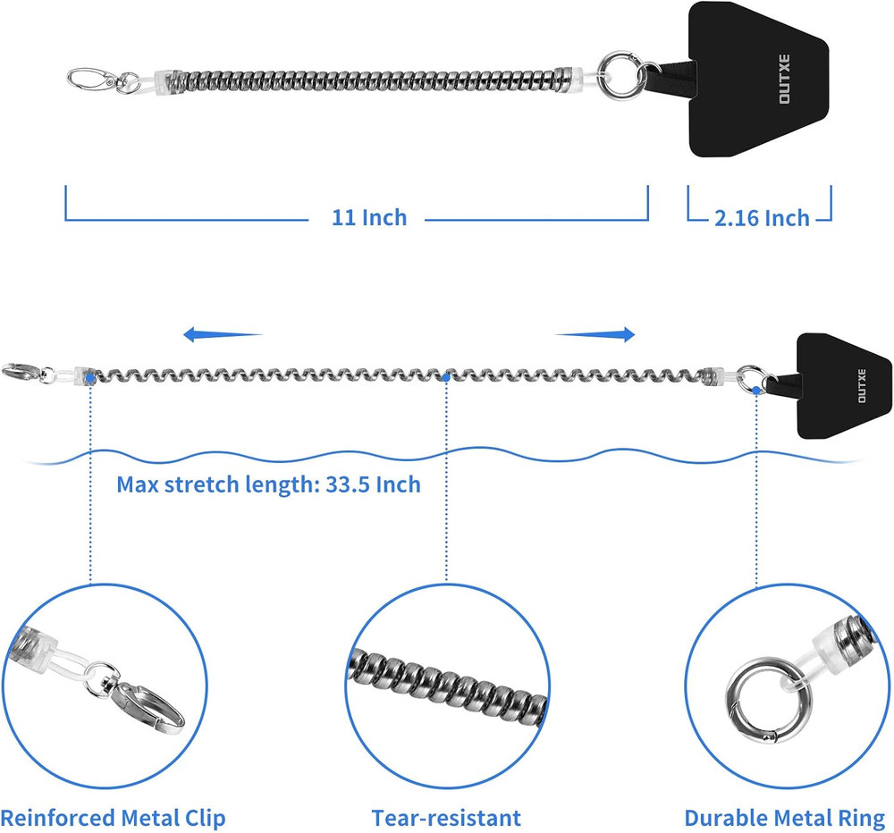 OUTXE Phone Lanyard Tether with 4 Patch- 2× Phone Tether, 4× Phone Patch with Ad