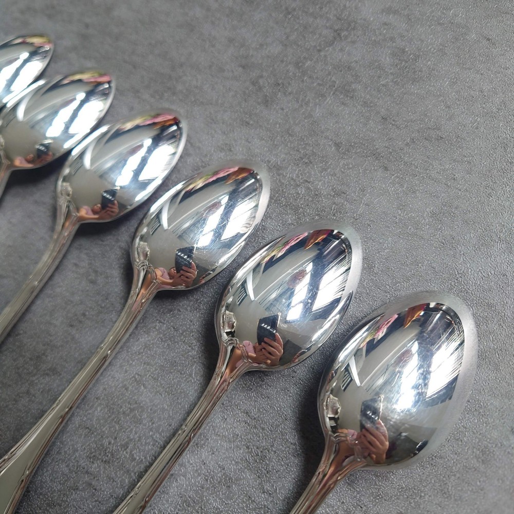 Christofle Rubans Coffee Spoon 6pcs Silverplate Flatware Excellent