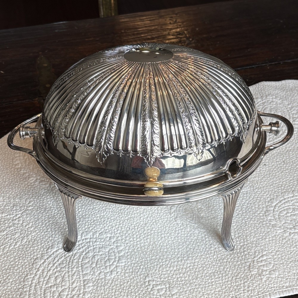 Walker & Hall Sheffield Silverplate Roll Top Buffet Server Dome Dish 11.5”