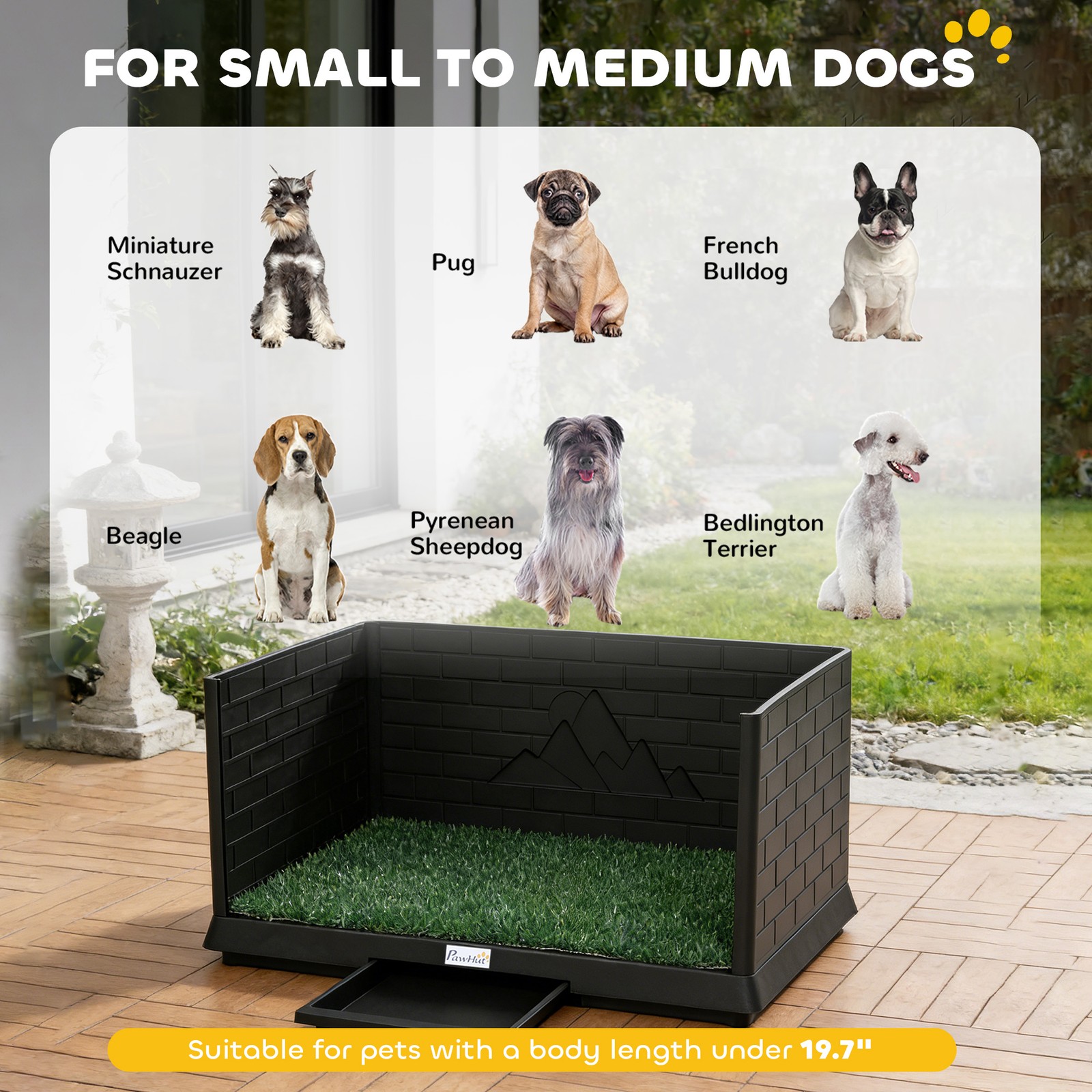PawHut Dog Grass Pad with High Walls and Tray, Indoor Potty Tray