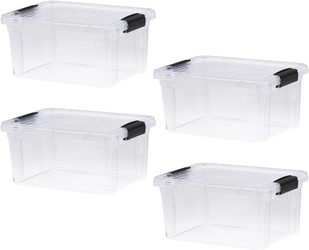 Superio Clear Storage Box with Lid, 6.75 Quart Plastic Container Bins, 4-Pack