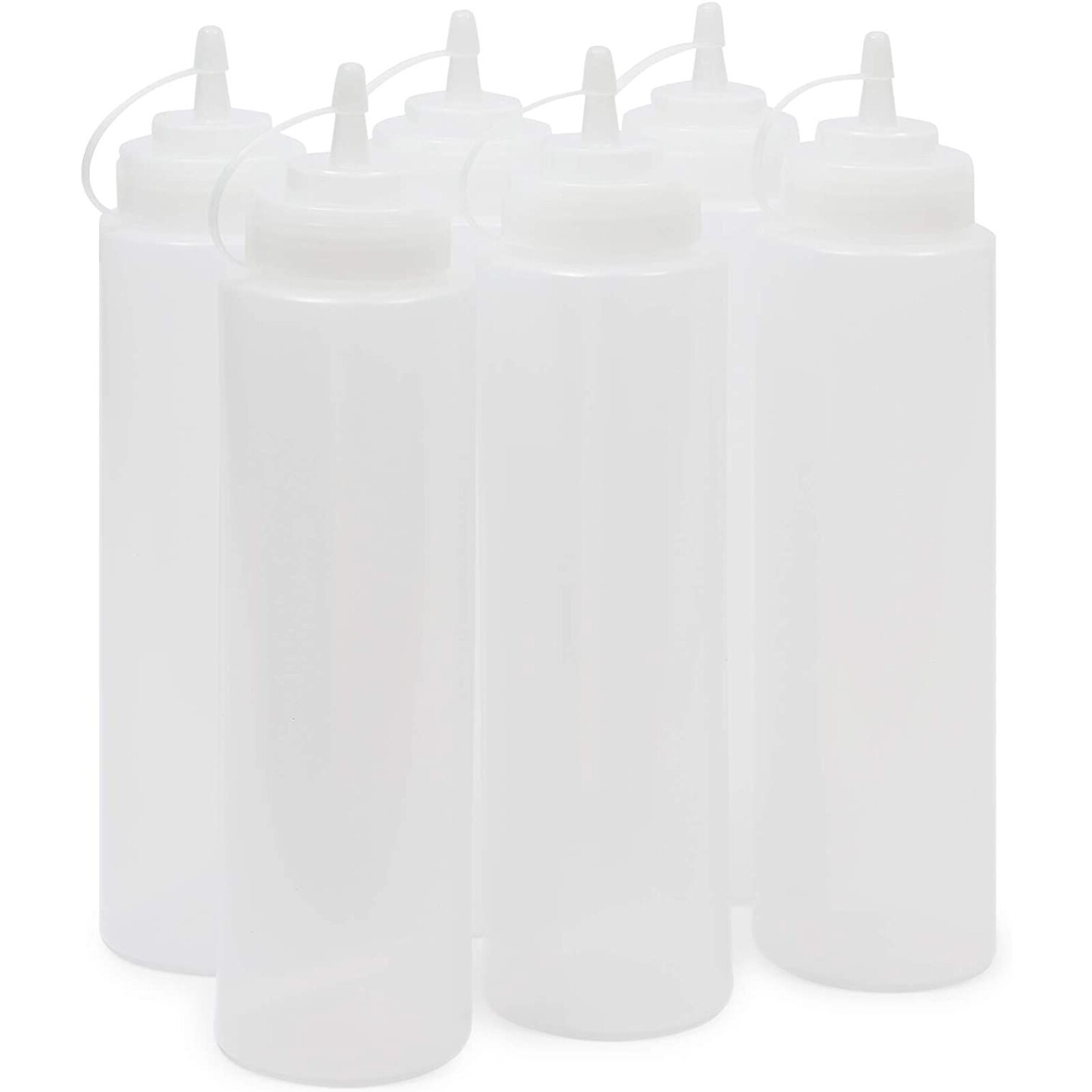 6 Pack 24 oz Plastic Condiment Squeeze Bottles with Caps for Sauces, Ketchup