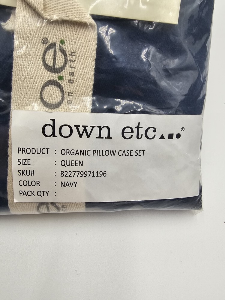2 PC Down On Earth Navy Queen Pillowcase Set Organic