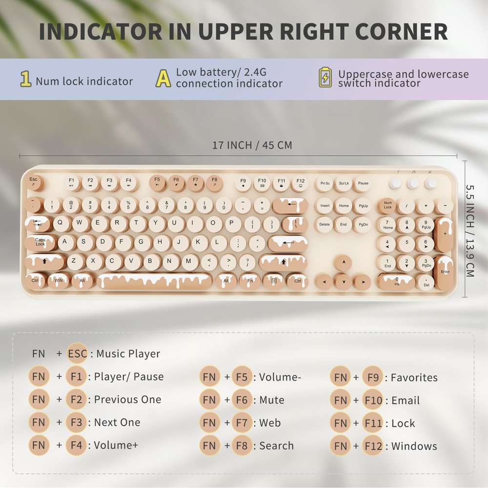 Wireless Keyboard and Mouse Combo, 2.4 GHz Wireless Full-Sized Typewriter Key...