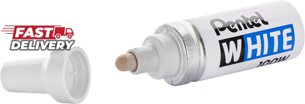 Pentel Permanent Marker, White, Broad Point, 1 Pack (100W)