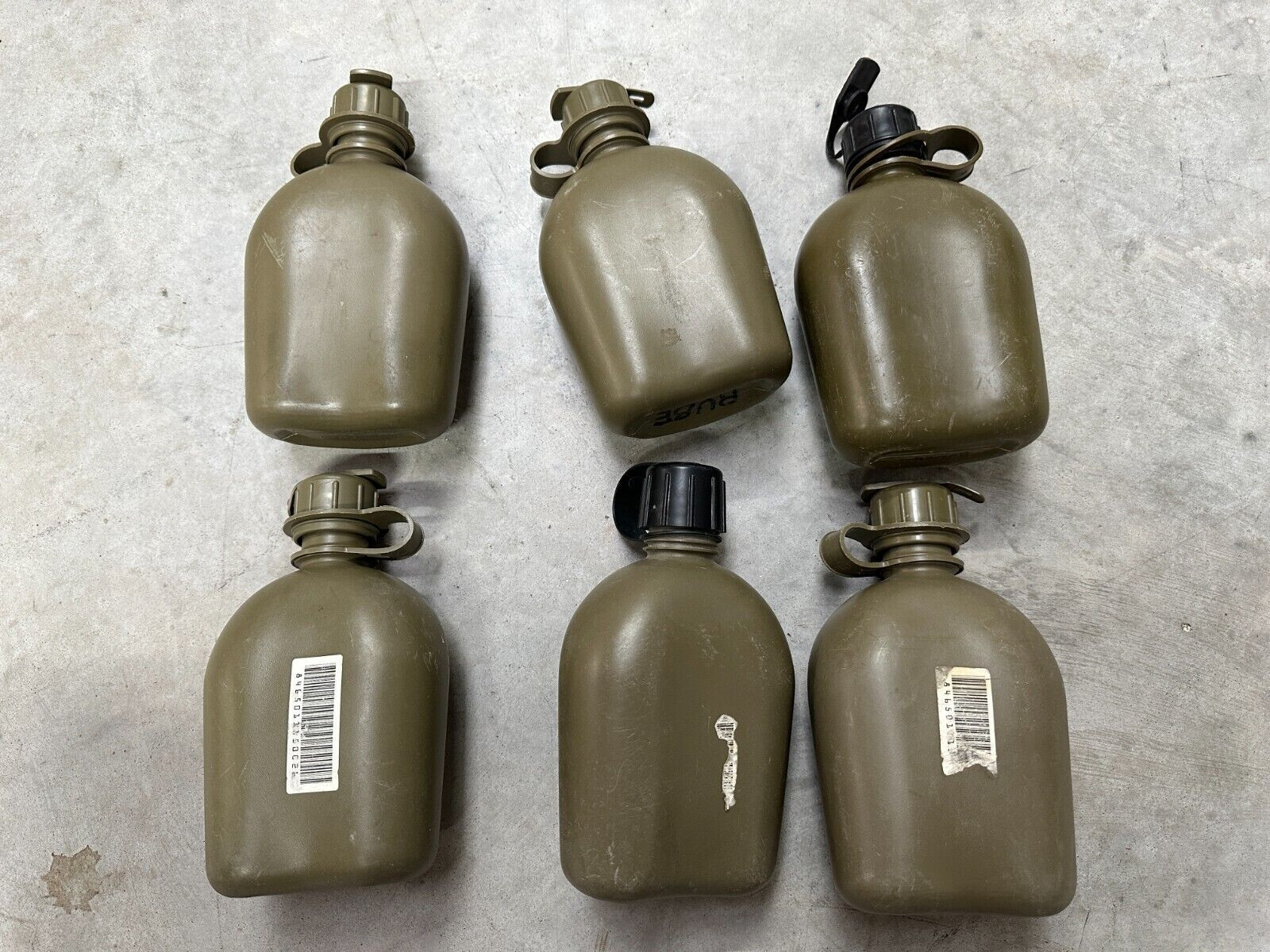 US Military 1 Quart Canteen Hard Plastic w/ NBC Cap OD Green 1QT Army G / VGC
