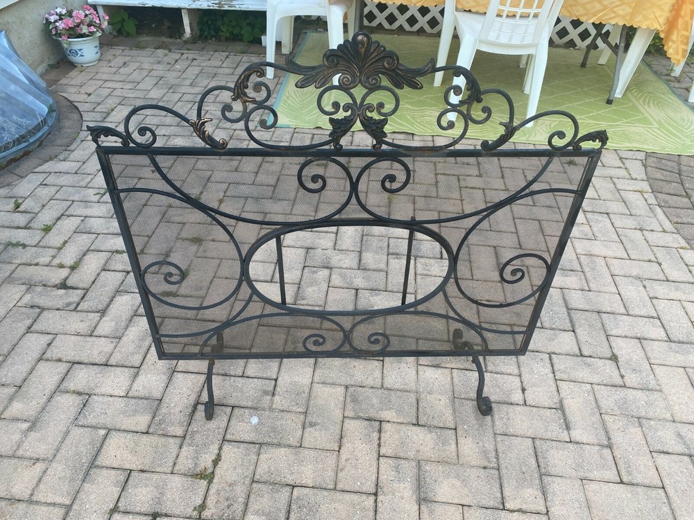 Antique Wrought Iron Fireplace Screen