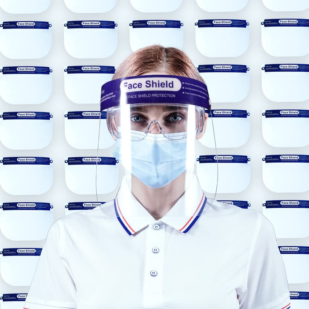 200 Pcs Reusable Face Shield Antifog Face Shield Winddustproof Transparent Adju
