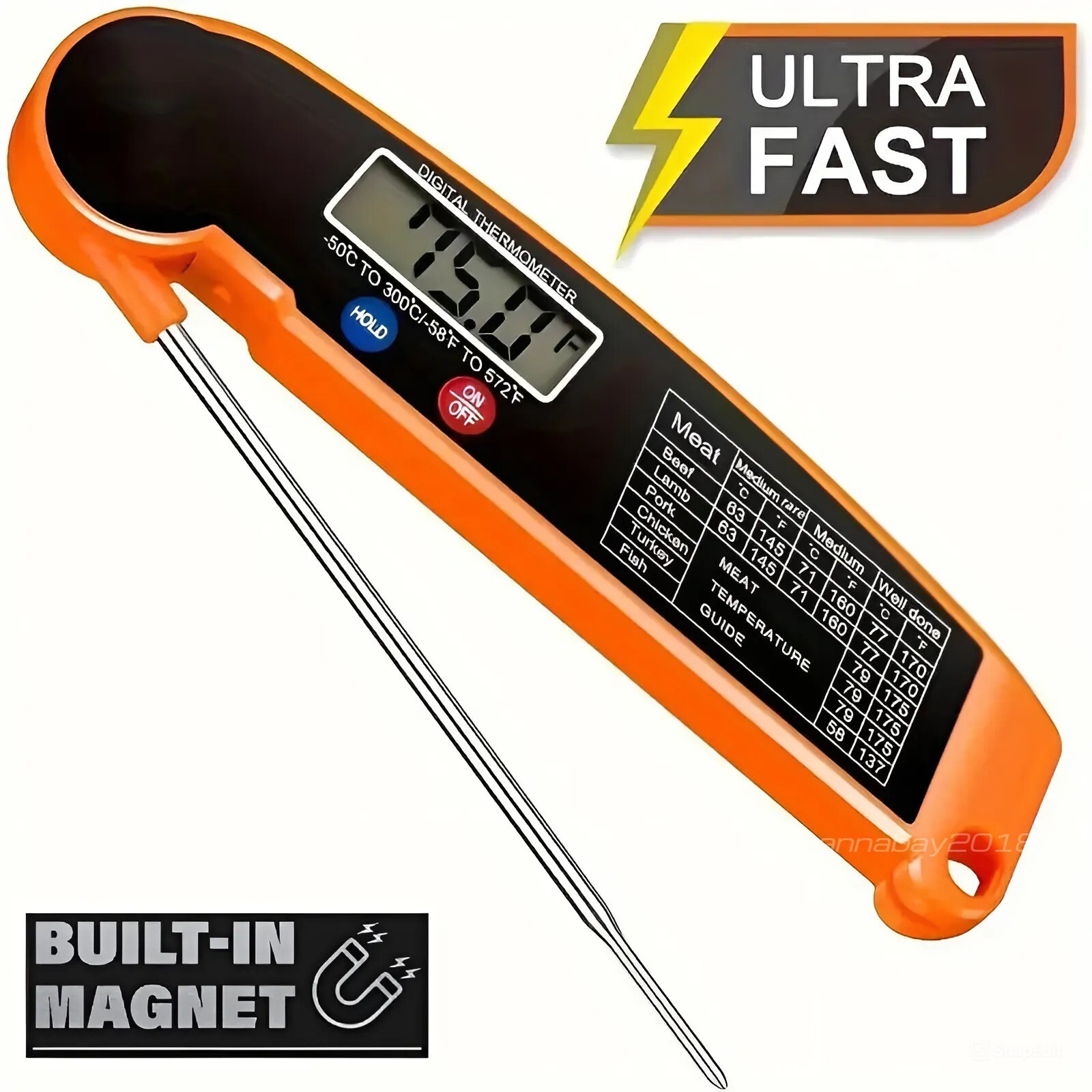 Instant Read Digital Meat Thermometer For Kitchen Food Cooking BBQ Grill Smoker