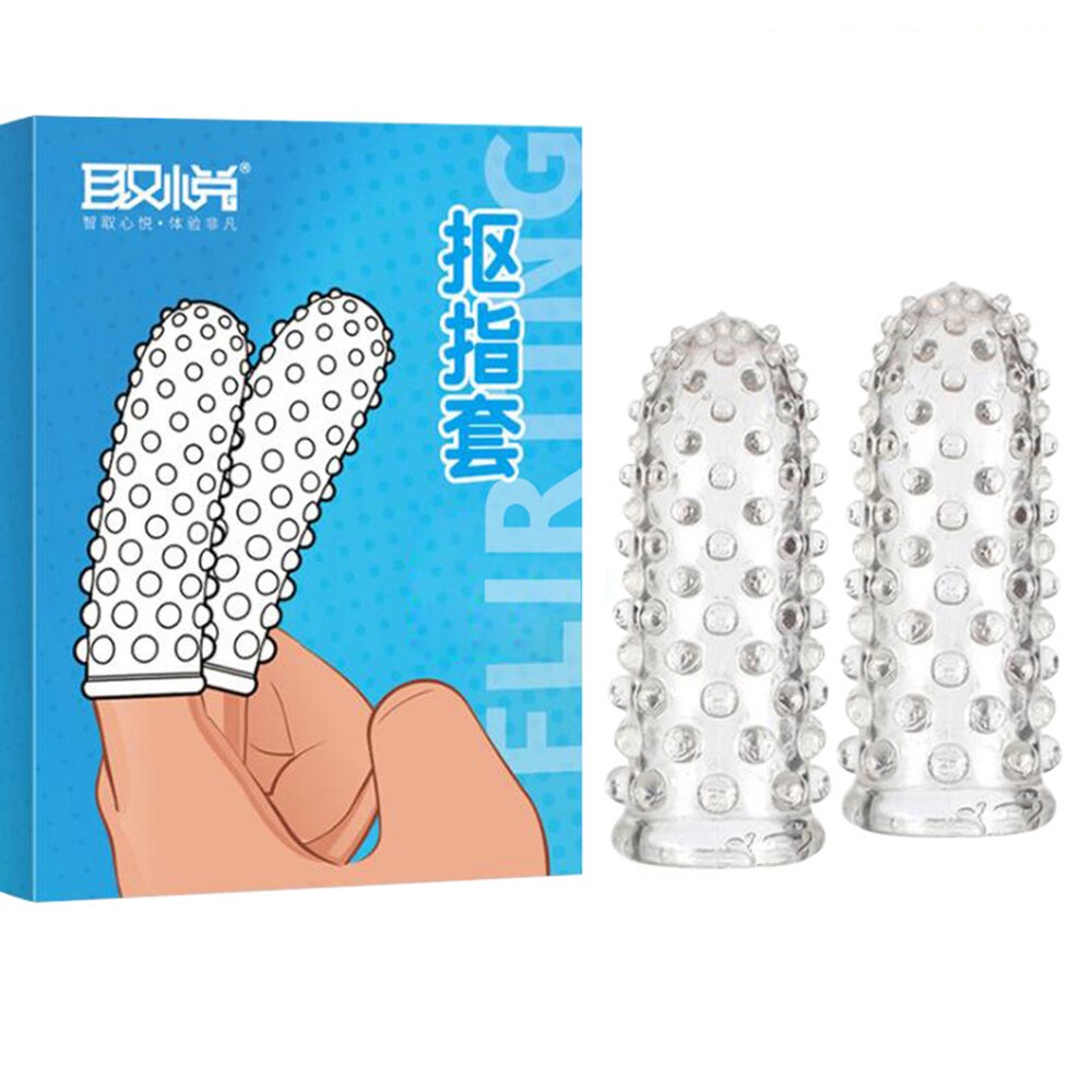 2PCS Finger Silicone spike Condom Reusable Quality Type Permanent Bump Enhancer