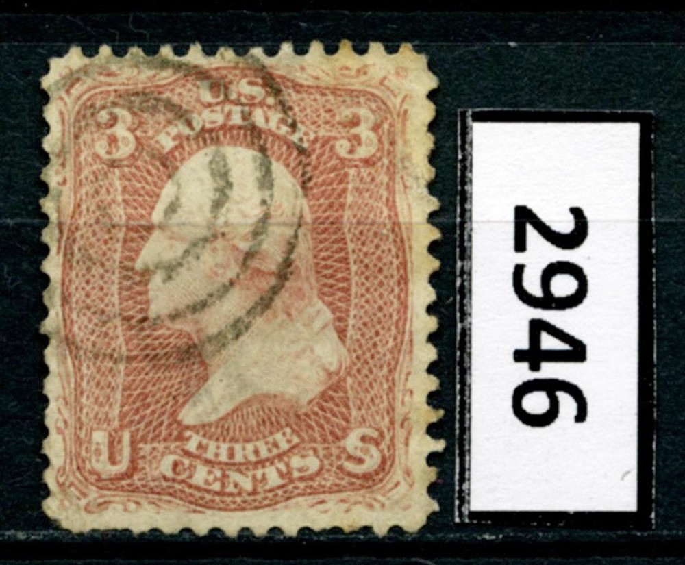 Dealer Dave US Stamps 1861 #65 3¢ WASHINGTON,NEVER HINGED, LIGHT CANCEL (2946)