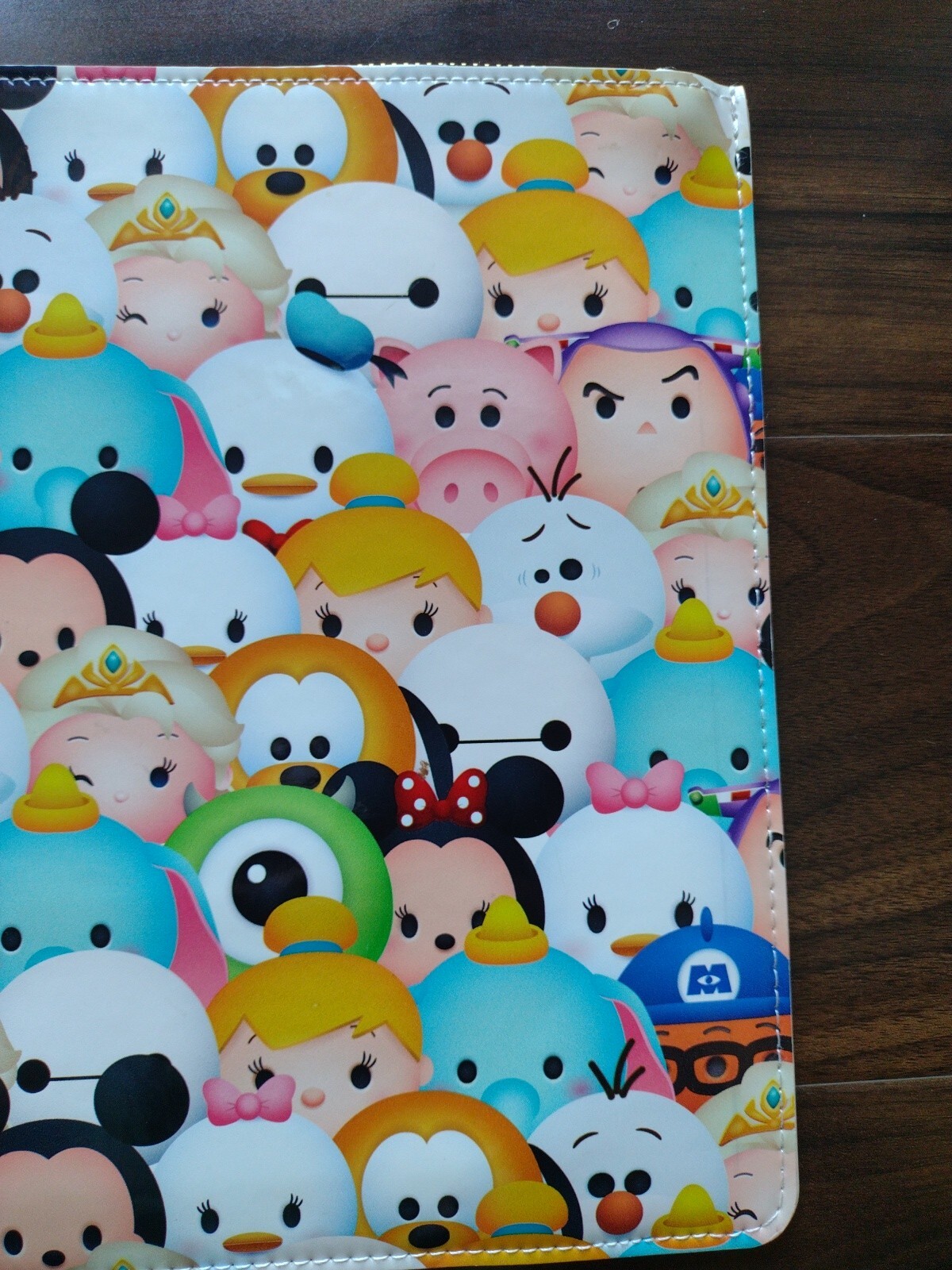 Large Disney Tsum Tsum Zip Pouch Wallet Call Out Vinyl Microfiber bag case 10x14