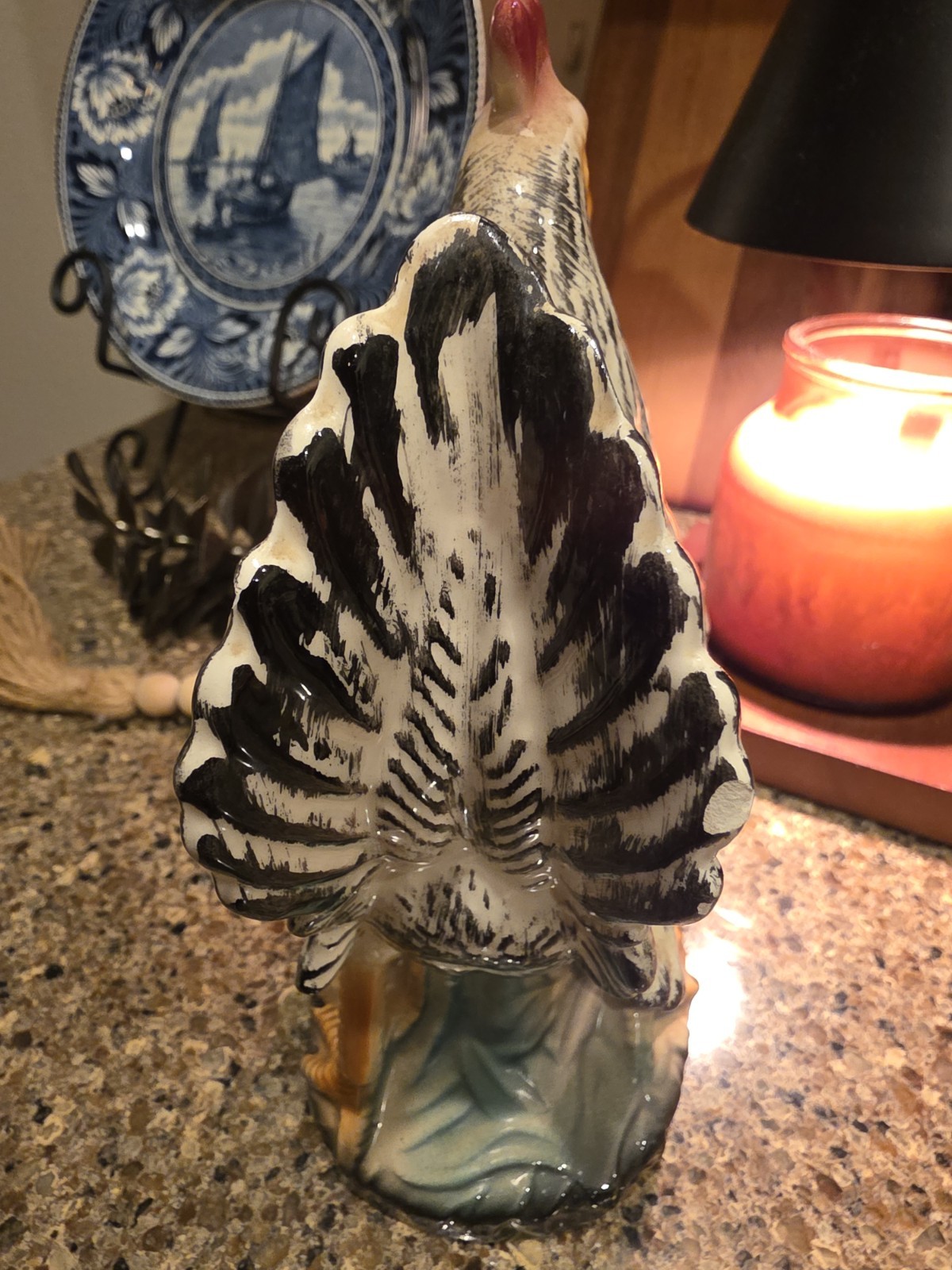 Vintage Rooster Hen Farmhouse Ceramic Porcelain Mid Century 8.5 inches