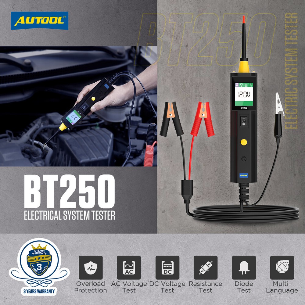 12V 24V Electrical Circuit Tester System Detection Probe Diagnostic Tool BT250