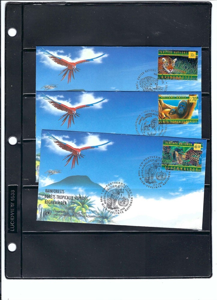 1998 RAINFORESTS Single FDC's (All 3 Offices) (359A)