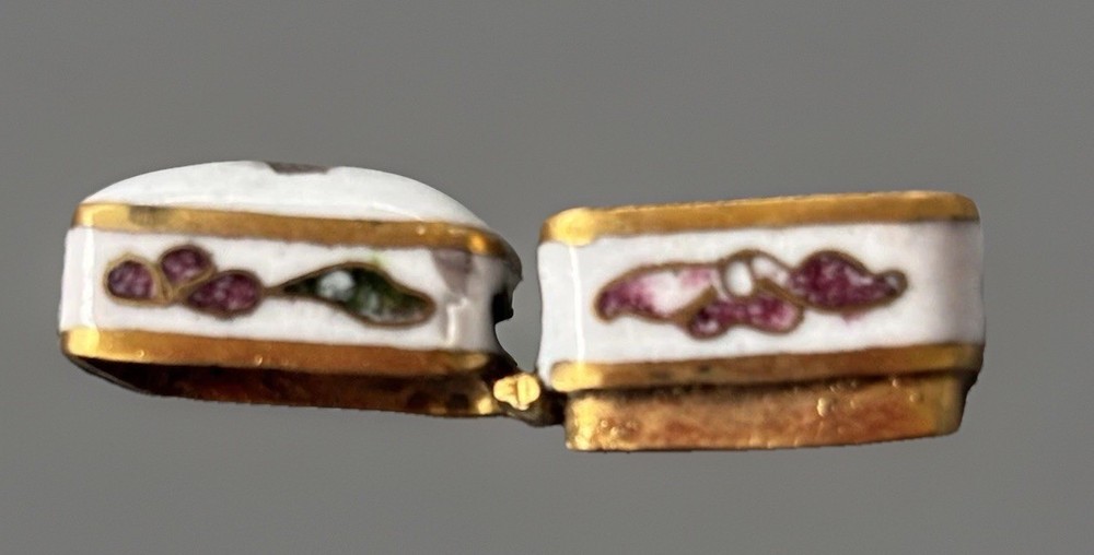 Mini Hinged Vintage Rectangular Cloisonné Trinket Box
