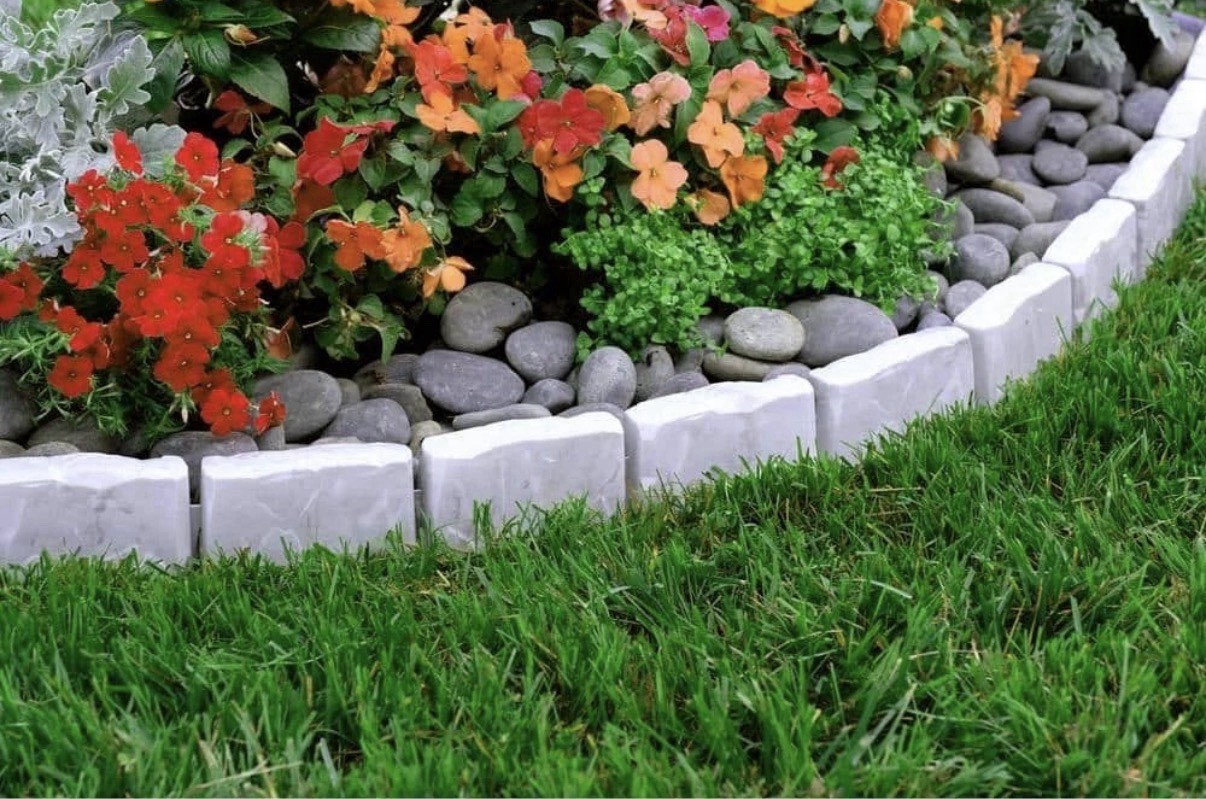 Vigoro 10ft Gray No-Dig Faux Stone Edging Kit – Decorative Garden Border