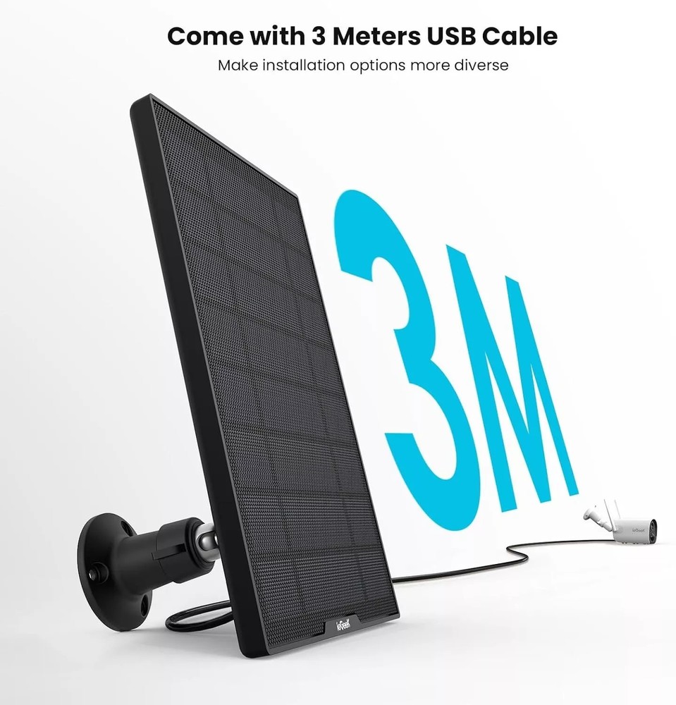 Solar Panel for Wireless Outdoor Security Camera,with DC 5V 3W Type C,No Camera