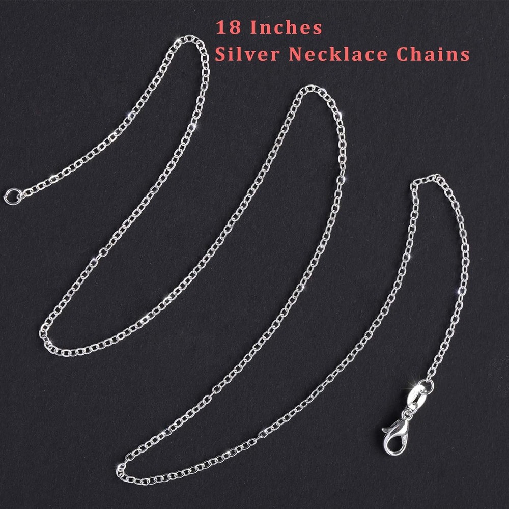 50 Pack Silver Plated Necklace Chains Bulk Cable Chain