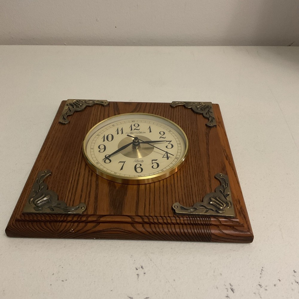 Vintage New Haven Wall Clock With Brass Corner Decor, Tested