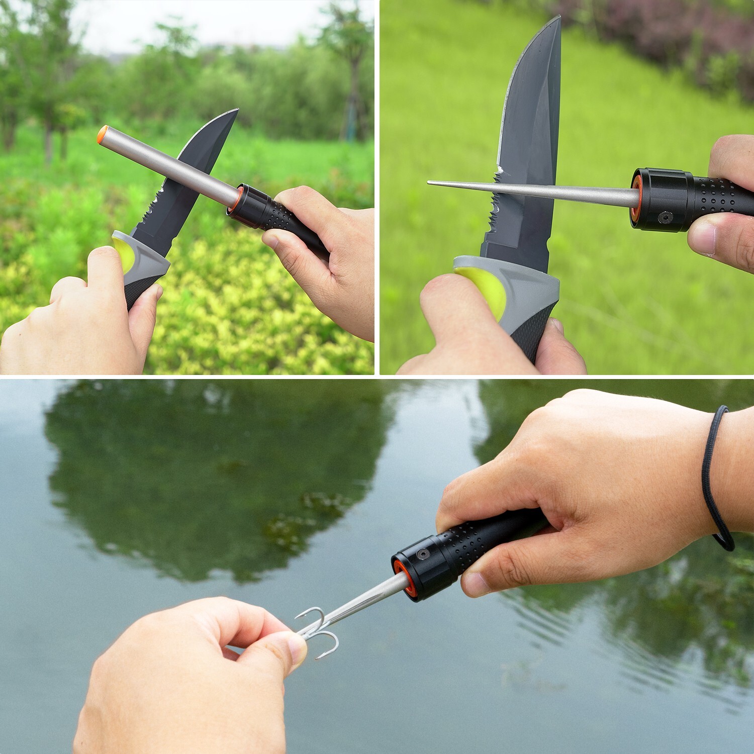 SHARPAL 178N 3-In-1 Blade Sharpener | 4-Inch 600 Grit Diamond Sharpening Rod