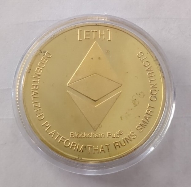 Crypto ETH Ethereum Gold Tone Coin Token