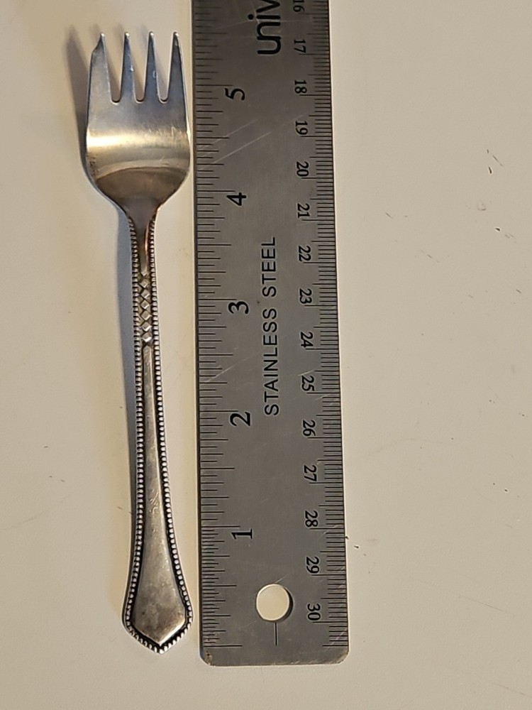 Vintage Soviet Silverware Cocktail Fork Silver Plated Baby Fork Bead Design