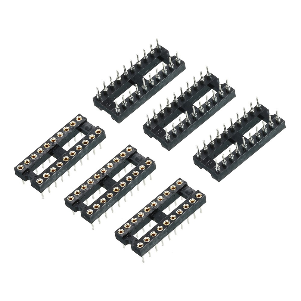 DIP IC Chip Socket Adapter Round Pin 20P 2.54mm Pitch IC Socket, 6 Pack