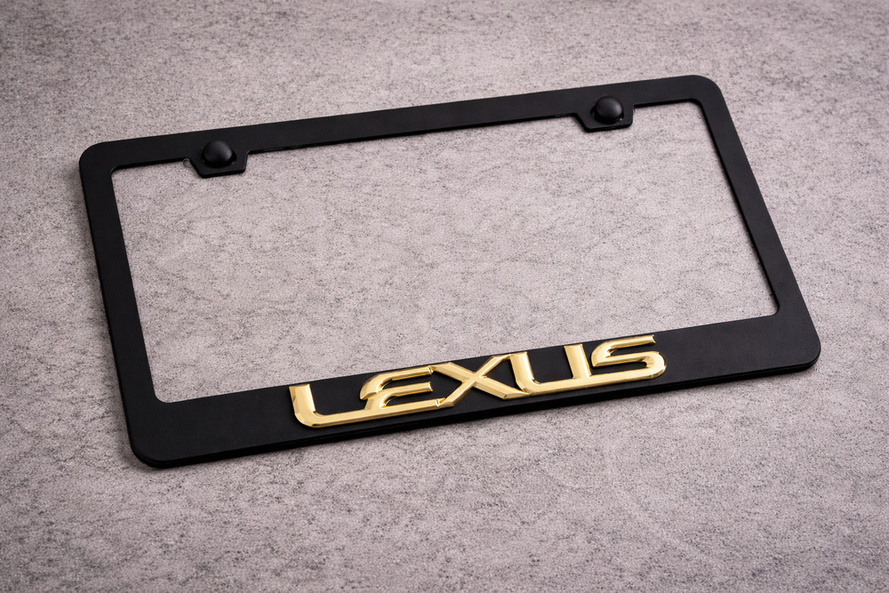 LEXUS 3D  Gold Script   Stainless Steel license Plate Frame