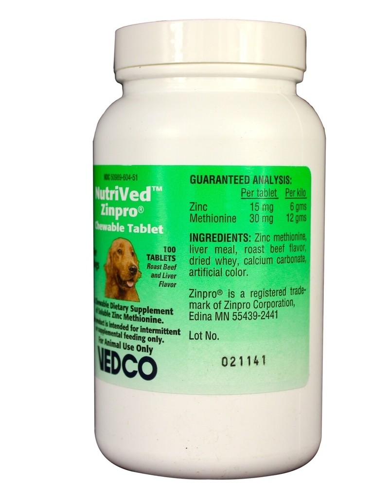 NutriVed Zinc & Methionine Chewable Tablets for Dogs (100 count)