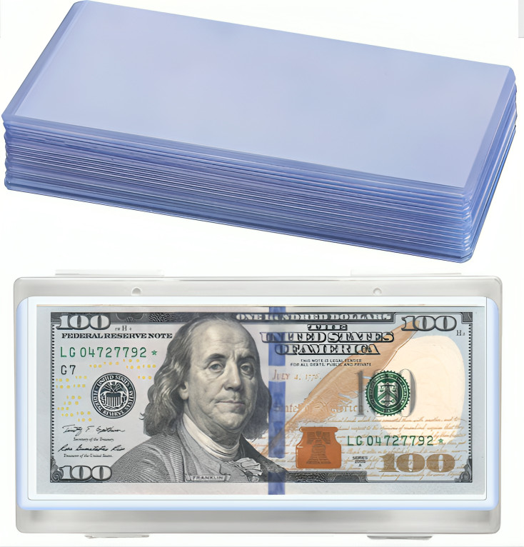 20 Pack Dollar Bill Holder -Clear Rigid Topload Currency Sleeves + Storage Case