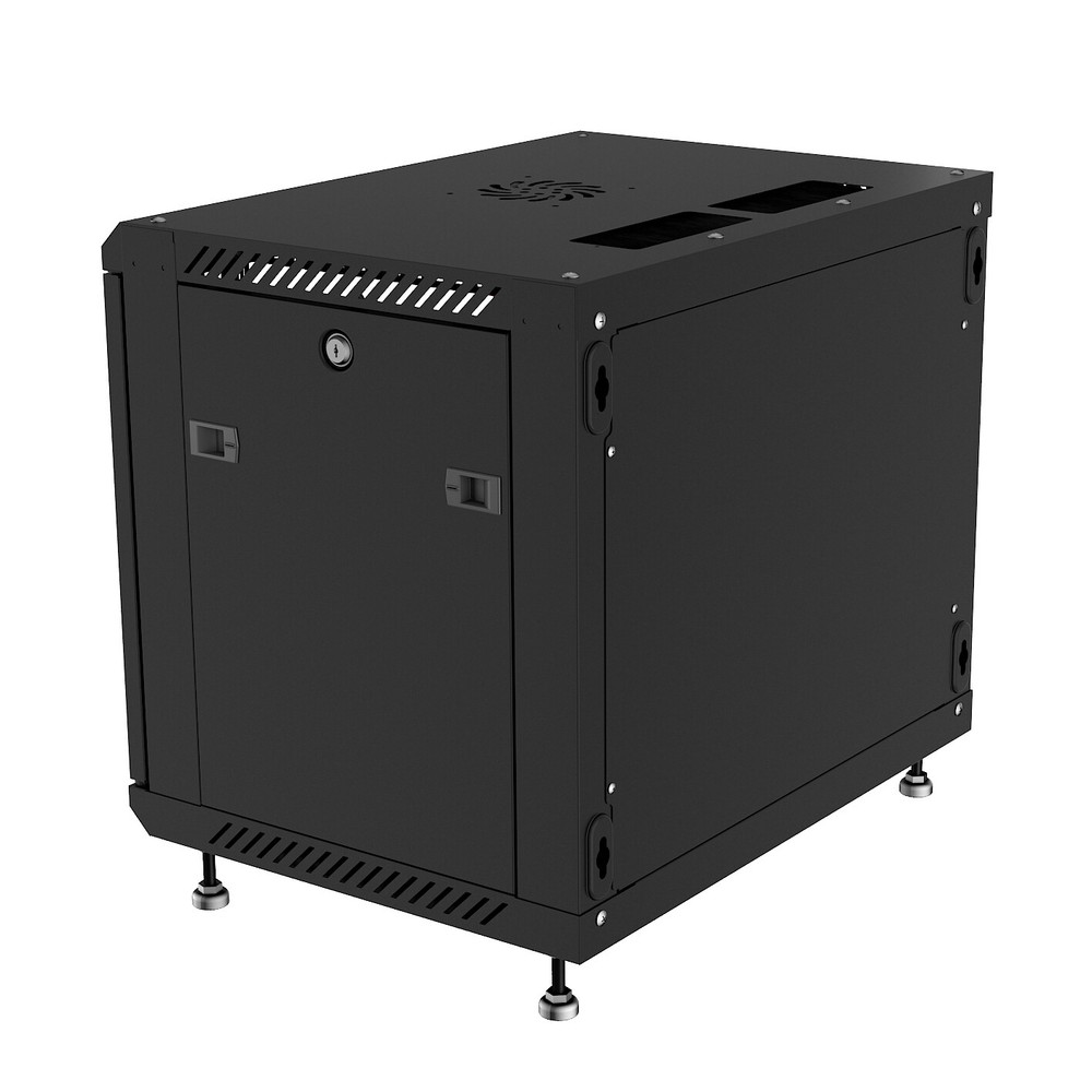 6U Wall Mount Server Rack Network Cabinet Data AV 24-inch Depth Locking BLACK