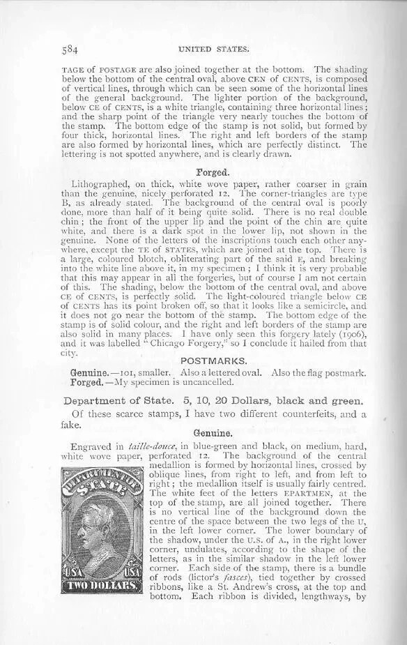 SPECIALIZED UNITED STATES STAMPS & 43pp US Forgery/Reprint Descriptions - CD