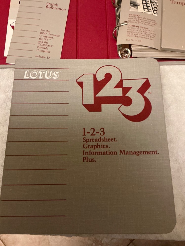 (2) Vintage IBM PC Lotus 123 Version 1A Graphics. Management Plus more software
