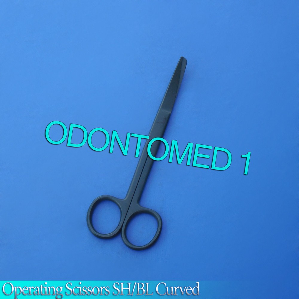3 Operating Scissors Curved 5" Sharp/Blunt Black Coated Surgical Instruments