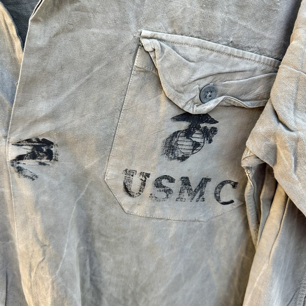 WWII Linen Pullover USMC Stenciled Named Shirt