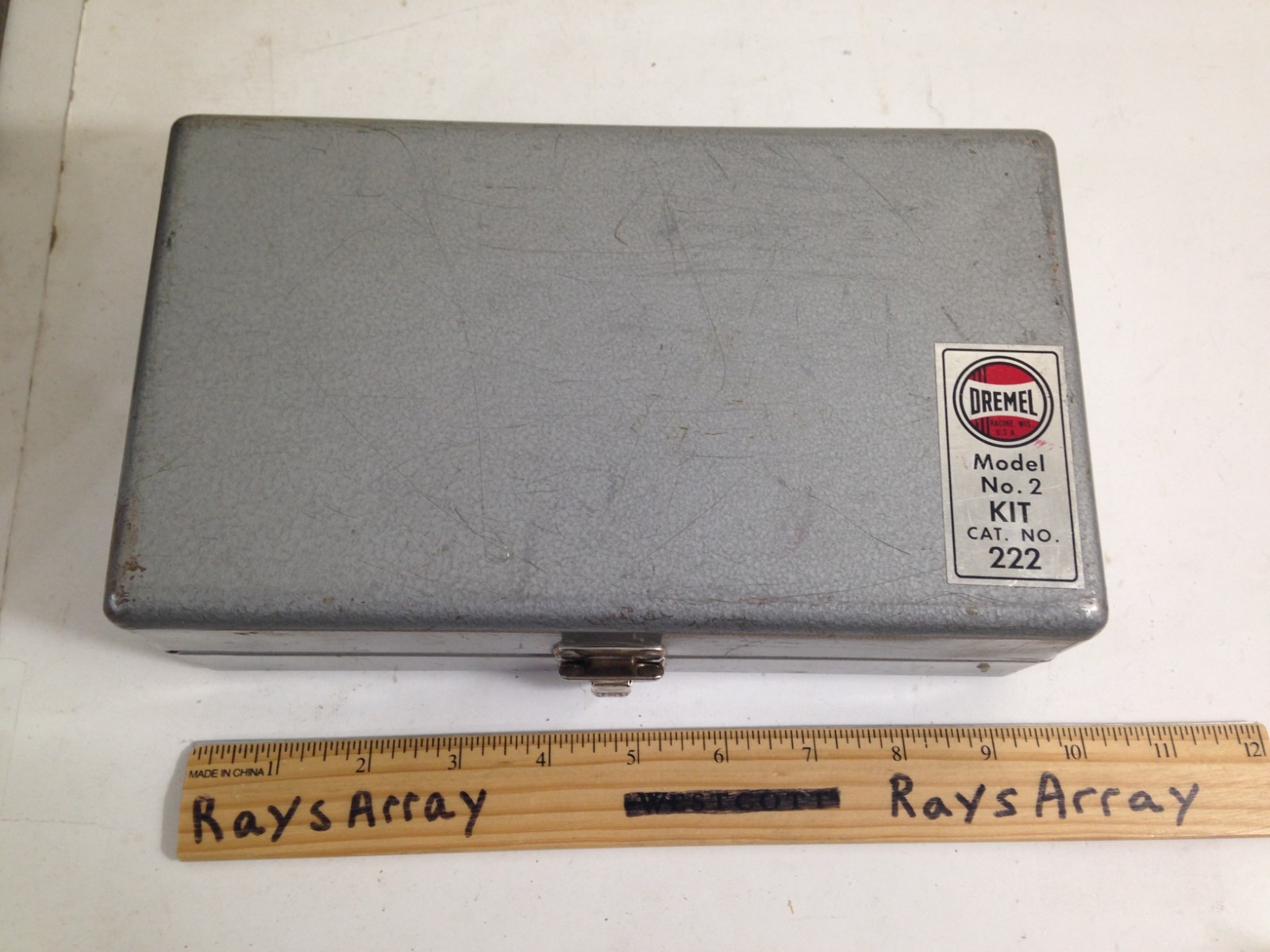 Vintage Dremel Model No 2 KIT Cat. No 222 No 2 metal box BOX ONLY gray hammered