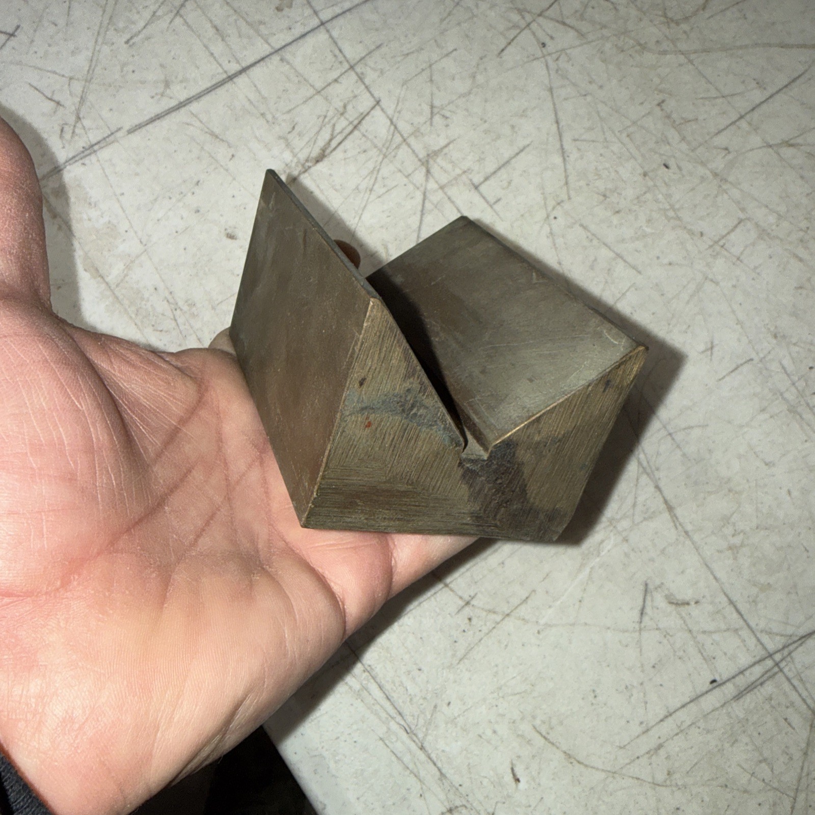 Vintage V-BLOCK 3 3/4” By 2 1/2” Made Of Solid Brass