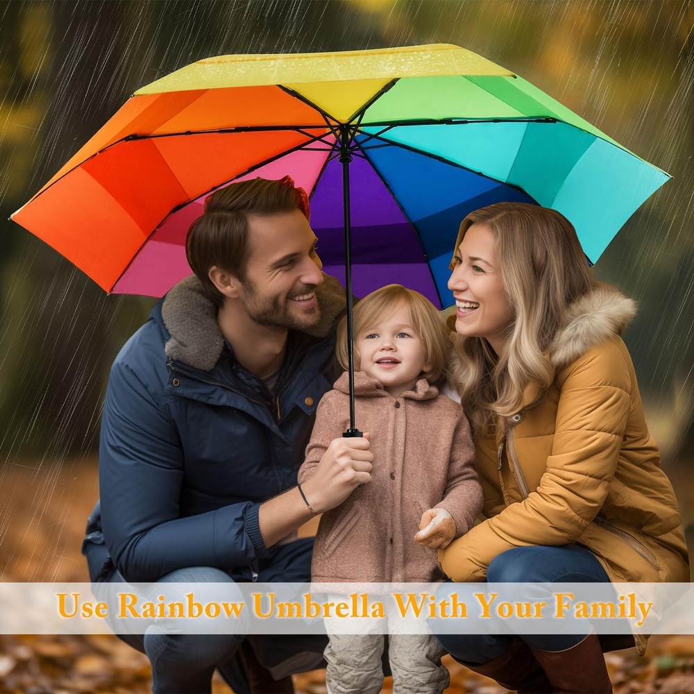 Rainbow Umbrella For Adults - Oversized 54inch Double Layer 0.2Rainbow