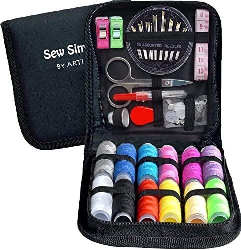Travel Sewing Kit with Scissors Sewing Thimble Thread Tape Measure