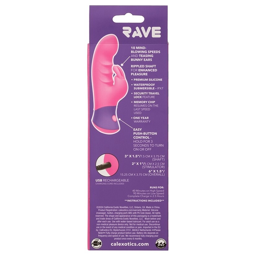 Rave Bunny Dual Massager - Calexotics NEW