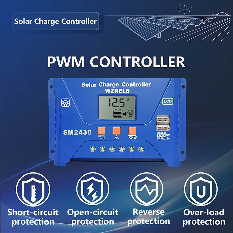 PWM Solar Panel Battery Charge LCD Controller 20A 12V/24VAuto Regulator Dual USB