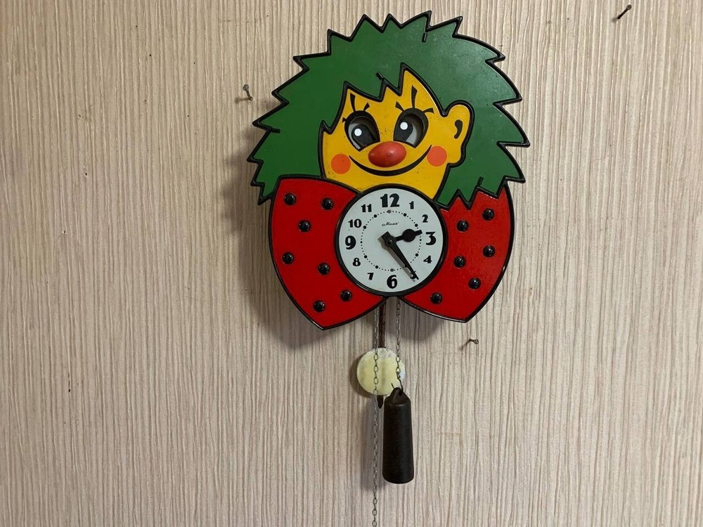 Vintage Clock Soviet Mechanical Clock Working Soviet CLOWN Wall Clock